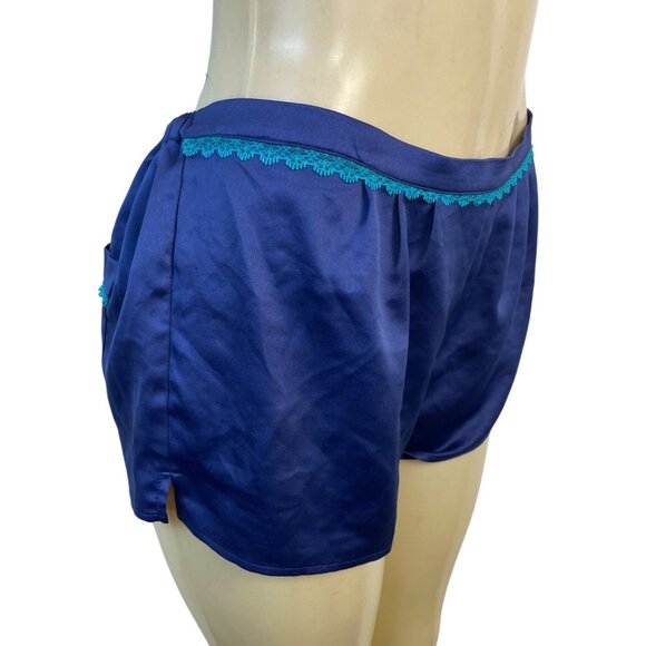 Flora Nikrooz 2-Piece Pajama Set Navy Blue Button-Up Top & Shorts Sz M - New - Picture 5 of 13